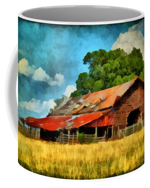 Barn Coffee Mug featuring the painting Long Road Barn by Lynne Jenkins