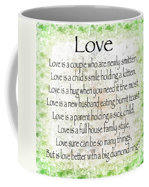 Andee Design Love Coffee Mug featuring the digital art Love Poem In Green by Andee Design