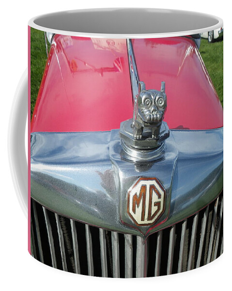 Transportation Car Vintage British Automobile Vehicle Mg Hood Ornament Coffee Mug featuring the photograph M G Hood 1 by Anna Ruzsan
