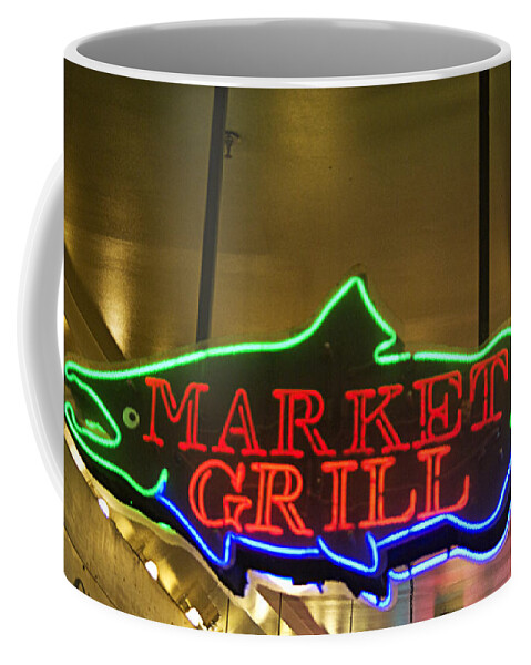 Seattle Coffee Mug featuring the photograph Market Grill Seattle by Jim And Emily Bush