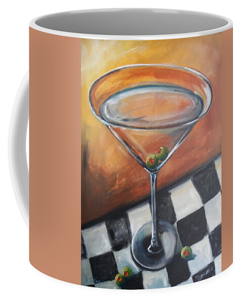 Marrtini Coffee Mug featuring the painting Martini on Checkered Tablecloth by Donna Tuten