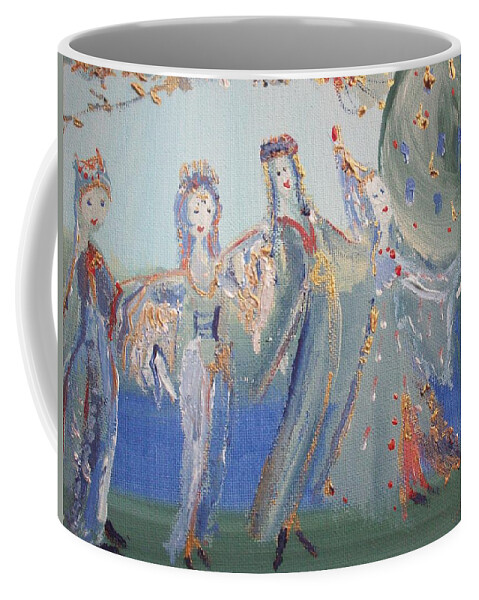 Maids Coffee Mug featuring the painting Medieval Maids by Judith Desrosiers