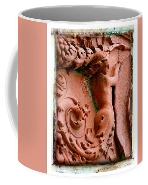 Mermaid Coffee Mug featuring the photograph Mermaid Back Carving by Linda Olsen