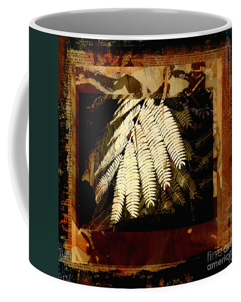 Mixed Media Digital Collage Coffee Mug featuring the mixed media Mimosa Leaf Collage by Ann Powell