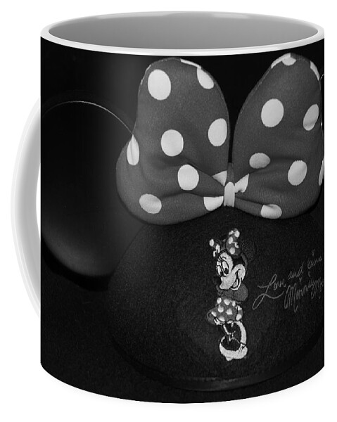 Minnie Mouse Coffee Mug featuring the photograph MINNIE MOUSE EARS iN BLACK AND WHITE by Rob Hans