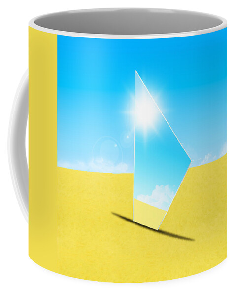 Background Coffee Mug featuring the photograph Mirror On Sand In Blue Sky by Setsiri Silapasuwanchai