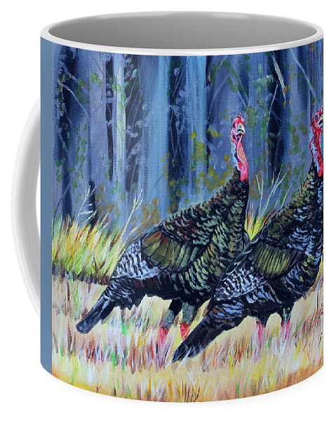 Wild Turkeys Coffee Mug featuring the painting Mississippi turkeys by Karl Wagner
