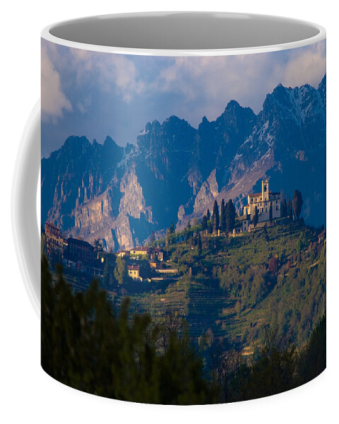 Alps Hills Italy Shrine Mountain Chapel High Coffee Mug featuring the photograph Montevecchia and Resegone by Marco Busoni
