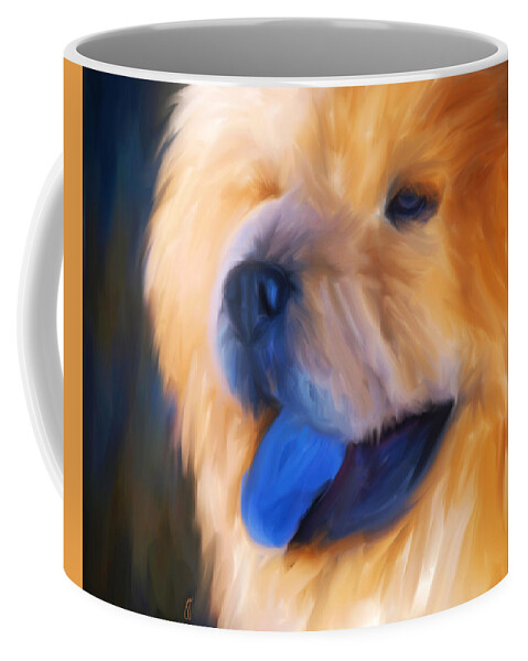 Animal Coffee Mug featuring the painting Morning Light Chow Portrait by Jai Johnson