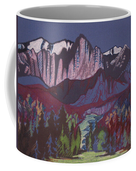 Mt. Whitney Coffee Mug featuring the mixed media Mt Whitney by Barbara Prestridge