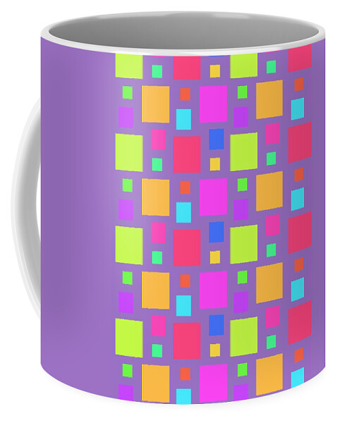 Multicoloured Squares Coffee Mug featuring the digital art Multicoloured Squares by Louisa Knight