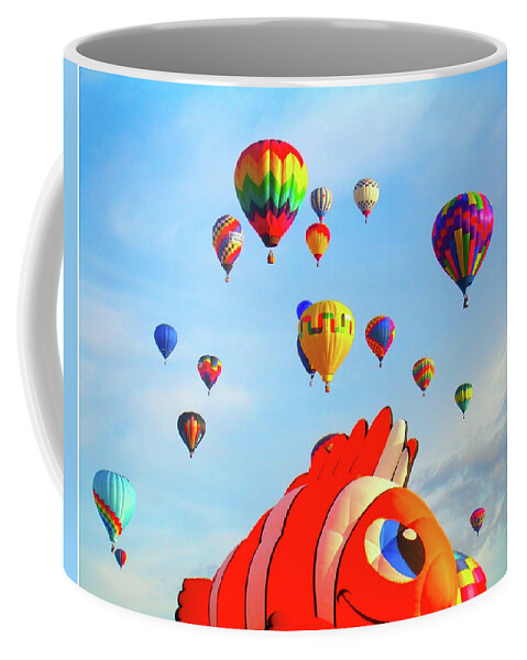 Albuquerque International Balloon Fiesta Coffee Mug featuring the digital art Nemo Blowing Bubbles by Gary Baird