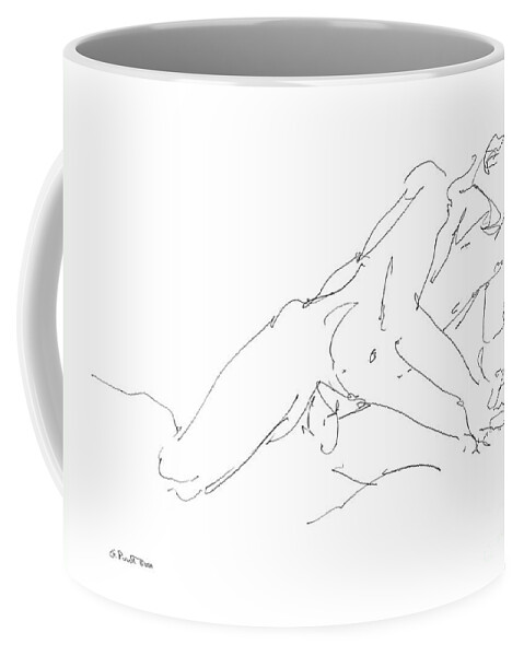 Male Coffee Mug featuring the drawing Nude Male Drawings 10 by Gordon Punt