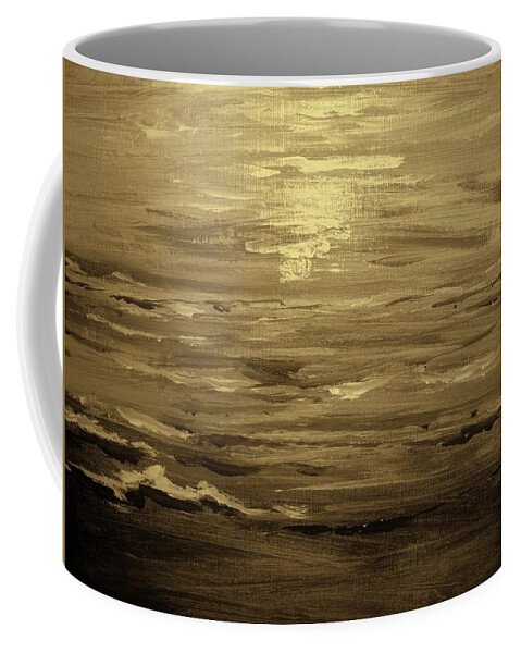 Ocean Sunset In Black And White Coffee Mug featuring the painting Ocean Sunset Blk Wht by Amanda Dinan