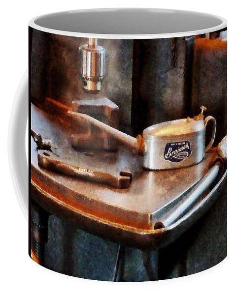Construction Coffee Mug featuring the photograph Oil Can and Wrench by Susan Savad