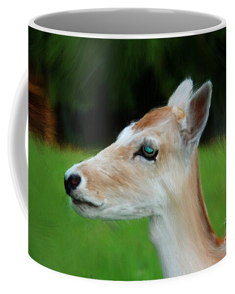 Painted Deer Coffee Mug featuring the digital art Painted Deer by Mariola Bitner