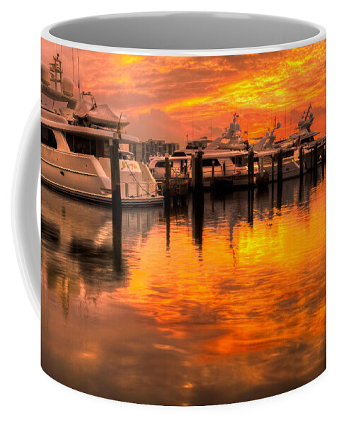 Boats Coffee Mug featuring the photograph Palm Beach Harbor Glow by Debra and Dave Vanderlaan