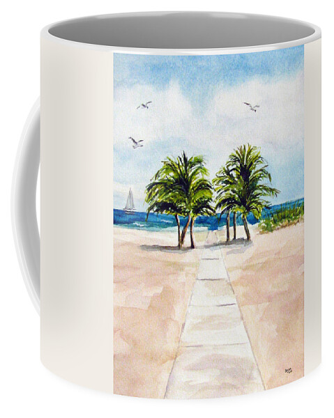 Palm Trees Coffee Mug featuring the painting Palm Trees by Clara Sue Beym