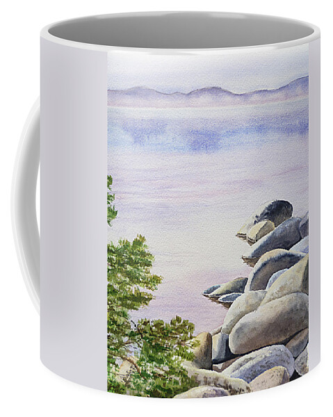 Affirmation Coffee Mug featuring the painting Peaceful Place Morning at The Lake by Irina Sztukowski