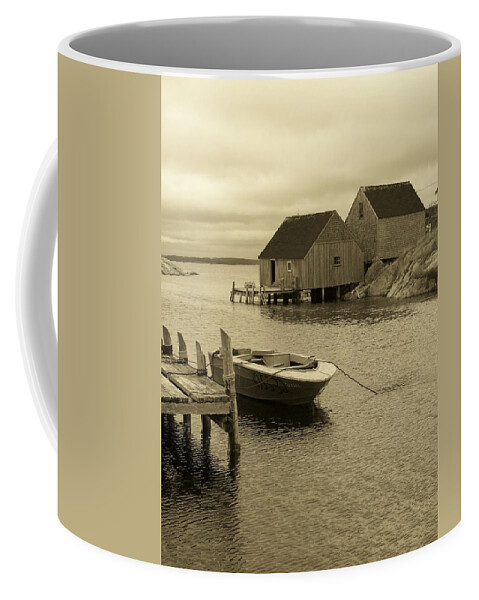 Sepia Coffee Mug featuring the photograph Peggys Cove in Sepia by Richard Bryce and Family
