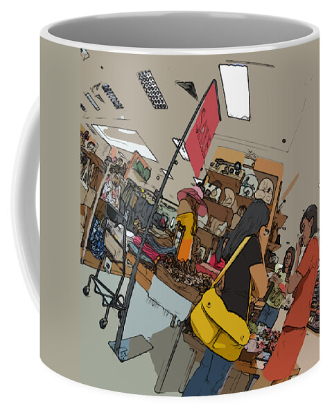 Philippines Coffee Mug featuring the painting Philippines 4385 Department Store Sales Lady by Rolf Bertram