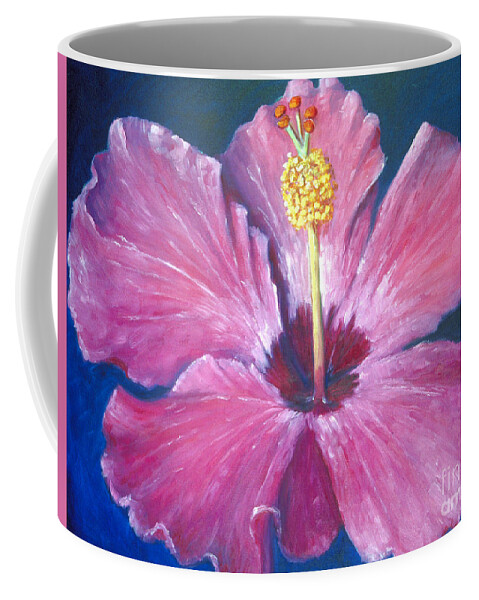 Pink Coffee Mug featuring the painting Pink Hibiscus by Audrey Peaty