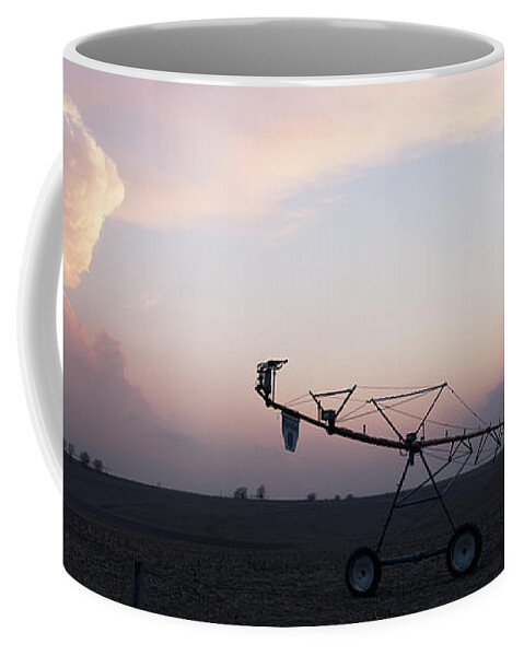 Pivot Irrigation Coffee Mug featuring the photograph Pivot Irrigation and Sunset by Art Whitton