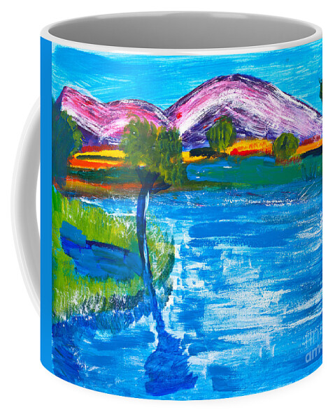Art Coffee Mug featuring the painting Portuguese hills by Simon Bratt