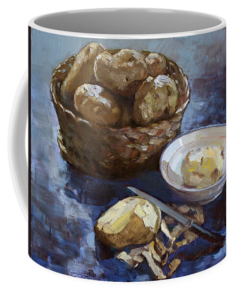 Potatoes Coffee Mug featuring the painting Potatoes by Ylli Haruni