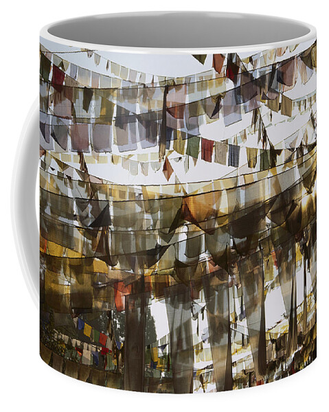 Hhh Coffee Mug featuring the photograph Prayer Flags At Dawn, Ganesh Top by Colin Monteath