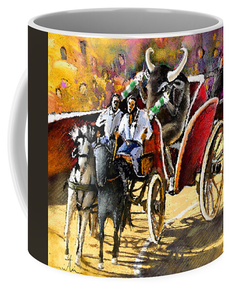 Bulls Coffee Mug featuring the painting Proba Bull Cause by Miki De Goodaboom