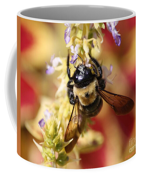 Bee Coffee Mug featuring the photograph Psychedelic Sting by Veronica Batterson