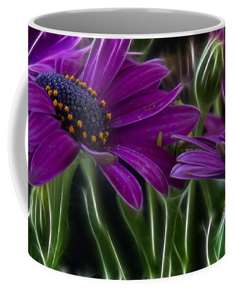 Abstract Coffee Mug featuring the photograph Purple Daisy by Stelios Kleanthous