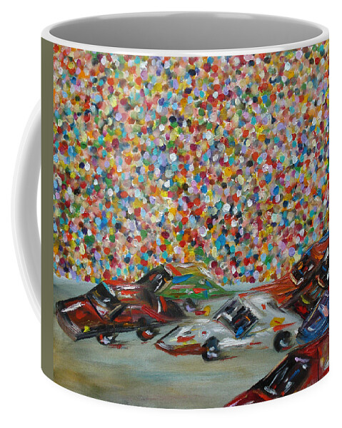 Race Coffee Mug featuring the painting Race Day by Judith Rhue