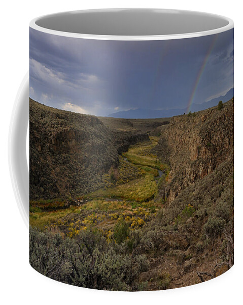 Landscape Coffee Mug featuring the photograph Rainbow Over The Rio Pueblo by Ron Cline