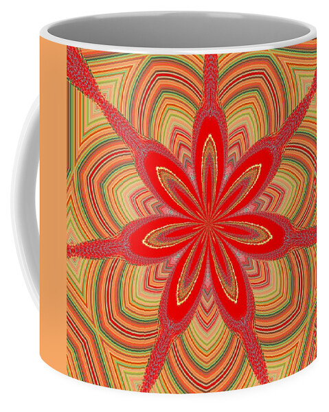 Fabric Coffee Mug featuring the digital art Red Star Brocade by Alec Drake