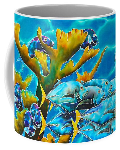 Blue Tang Coffee Mug featuring the painting Reef Fish by Daniel Jean-Baptiste