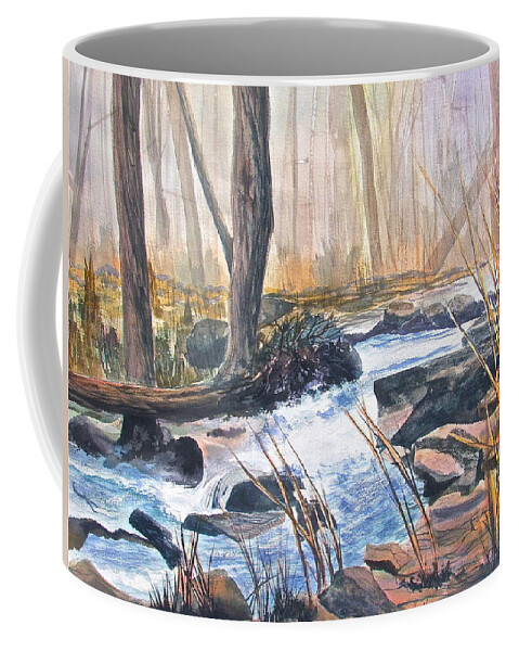 Colorado Coffee Mug featuring the painting River Rush by Frank SantAgata