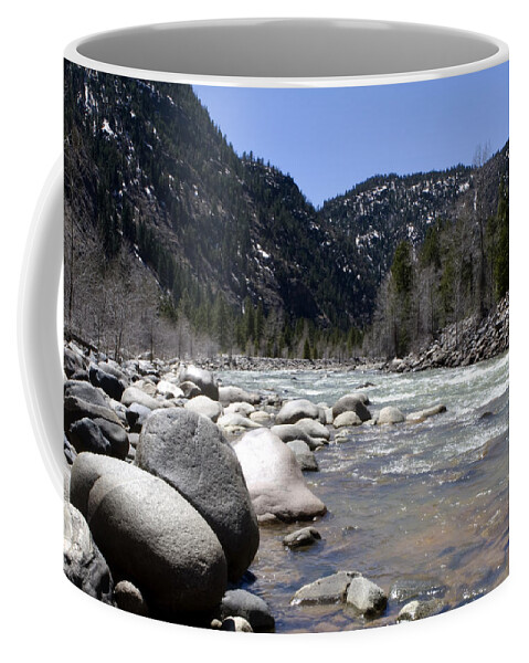 River Coffee Mug featuring the photograph Rock In the River by Lorraine Devon Wilke