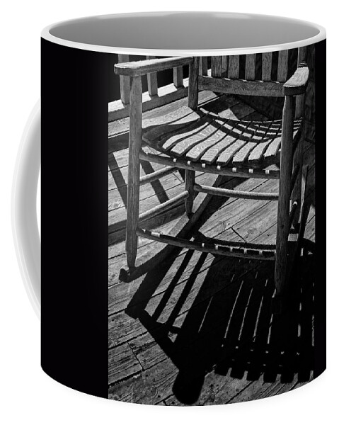Art Coffee Mug featuring the photograph Rocking Chair lit by the afternoon sun by Randall Nyhof