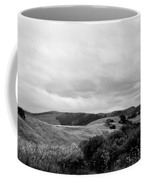 Landscape Coffee Mug featuring the photograph Rolling Hills view I - BW by Kathleen Grace