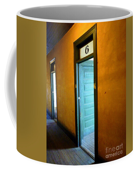 Hotel Coffee Mug featuring the photograph Room SIX in Old Hotel by Renee Trenholm