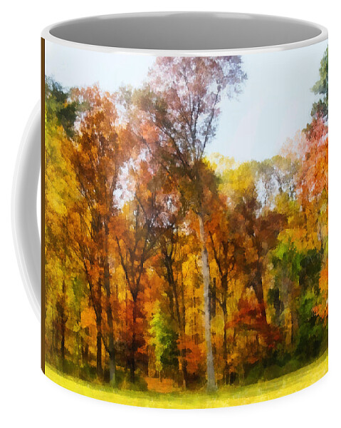 Autumn Coffee Mug featuring the photograph Row of Autumn Trees by Susan Savad