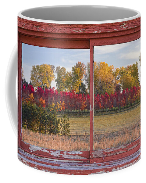 Picture Coffee Mug featuring the photograph Rural Country Autumn Scenic Window View by James BO Insogna