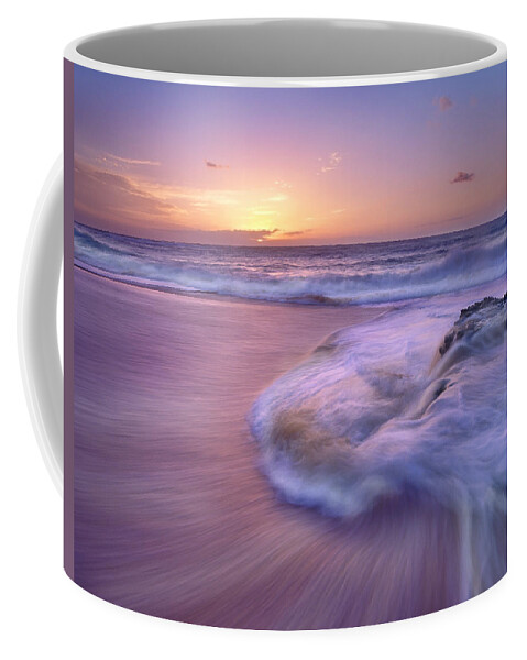 00176742 Coffee Mug featuring the photograph Sandy Beach At Sunset Oahu Hawaii by Tim Fitzharris