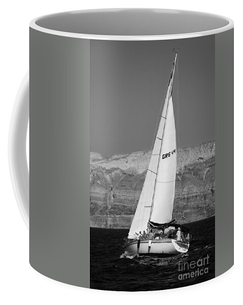 Sail Coffee Mug featuring the photograph Santorini Sail by Leslie Leda