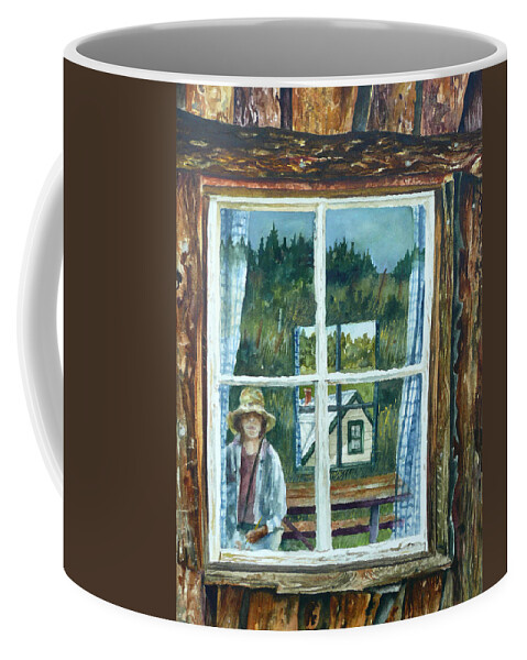 Cabin Art Coffee Mug featuring the painting Self Portrait Walker Ranch by Anne Gifford