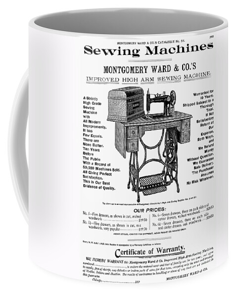 1895 Coffee Mug featuring the photograph Sewing Machine Ad, 1895 by Granger