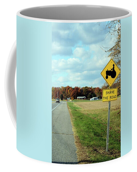 Sign Coffee Mug featuring the photograph Share the Road by La Dolce Vita