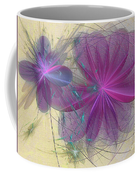 Fractals Coffee Mug featuring the digital art Silk Flowers by Elaine Manley